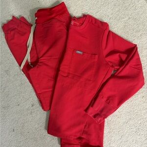 Figs Vibrant Red Scrub Set